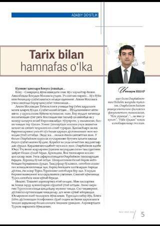 İntiqam Yaşarın yazısı Özbəkistanın ən böyük ədəbi dərgisində çap olunub
