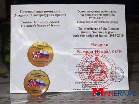 Azərbaycan yazıçısı “2015-2019-cu illərin ən yaxşı yazıçısı” adına layiq görüldü