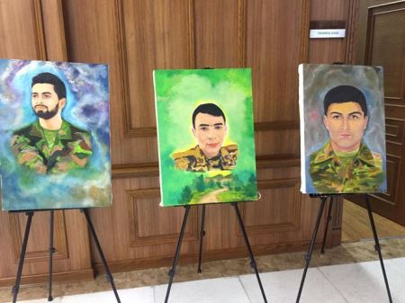 Şəhid portretlərindən ibarət sərgi keçirilib - Fotolar