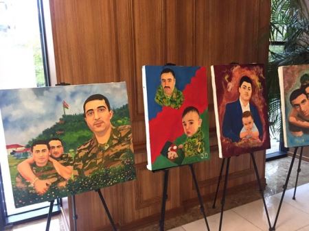 Şəhid portretlərindən ibarət sərgi keçirilib - Fotolar