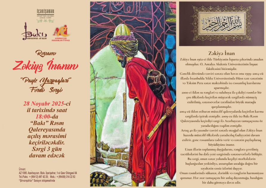 Bakıda türkiyəli rəssamın sərgisi açılacaq - Foto